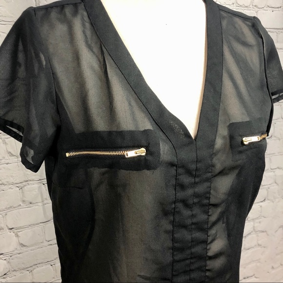 Cosmo&Co Sheer Zipper Blouse - Picture 3 of 5